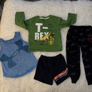 4T Green Long Sleeve Shirt, Under Armour, Harley shorts Dino sweat pants
